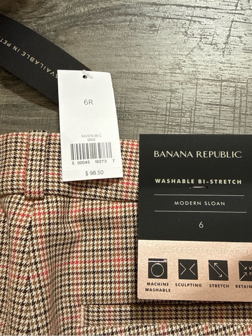 Banana Republic Washable Bi-Stretch Modern Sloan 6R Plaid Women's Trousers - Picture 2 of 7